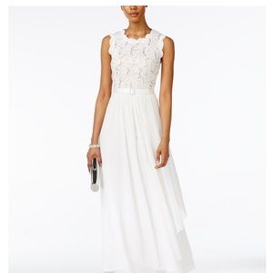 NWT White chiffon/ soft sequin dress.  Size 16